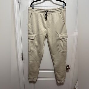 Hype Brand Sweatpants Size L Men’s cream Designer Joggers Streetwear nwt neutral